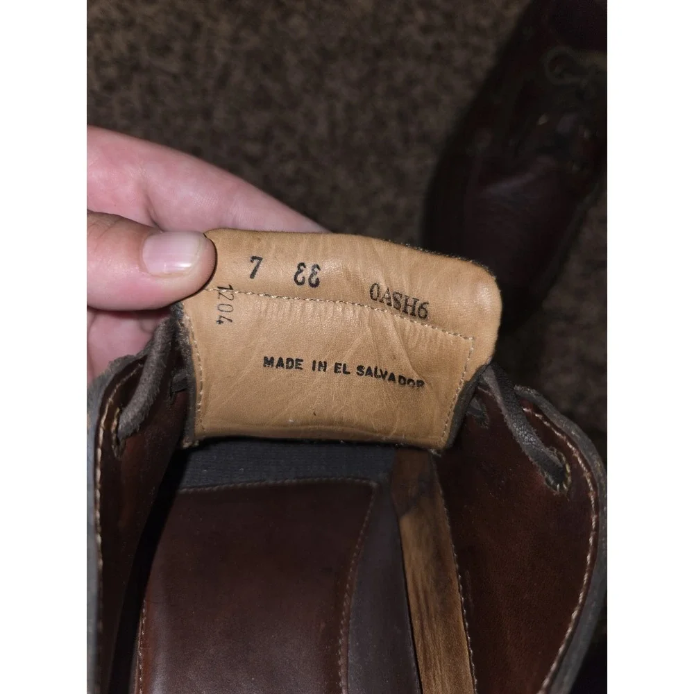 LL Bean Allagash Bison Leather Hand Sewn Boat Shoes Brown Mens Size 7 EE Wide